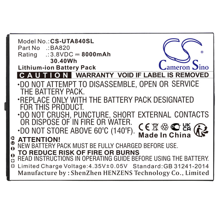 Unitech TB85 Tablet Replacement Battery