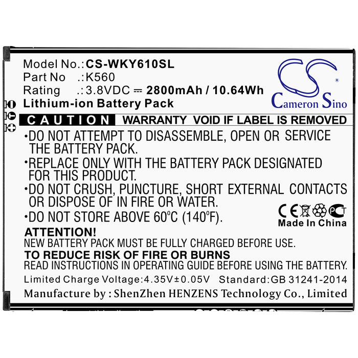 Wiko W-K560 Y61 Mobile Phone Replacement Battery-3