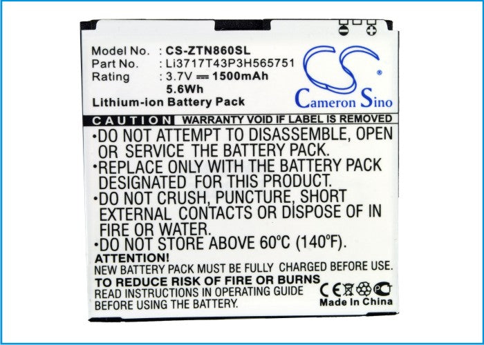 ZTE N855D N860 N880E N880s N910 U880 U880E V880D V889D Warp 1500mAh Mobile Phone Replacement Battery-5