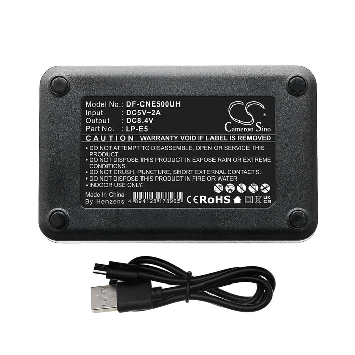 Canon EOS 1000D EOS 450D EOS 500D EOS Kiss F EOS Kiss X2 EOS Kiss X3 EOS Rebel T1i EOS Rebel XS 18-55IS Kit EOS Reb Replacement Camera Battery Charger