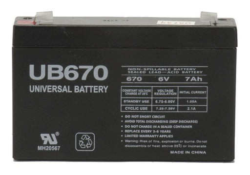UPG 6V 7Ah Sealed Lead Acid - AGM - VRLA Battery - F1