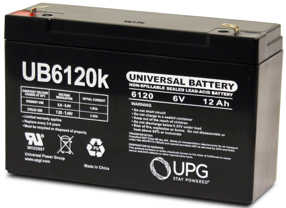 UPG 6V 12Ah Sealed Lead Acid - AGM - VRLA Battery - F1