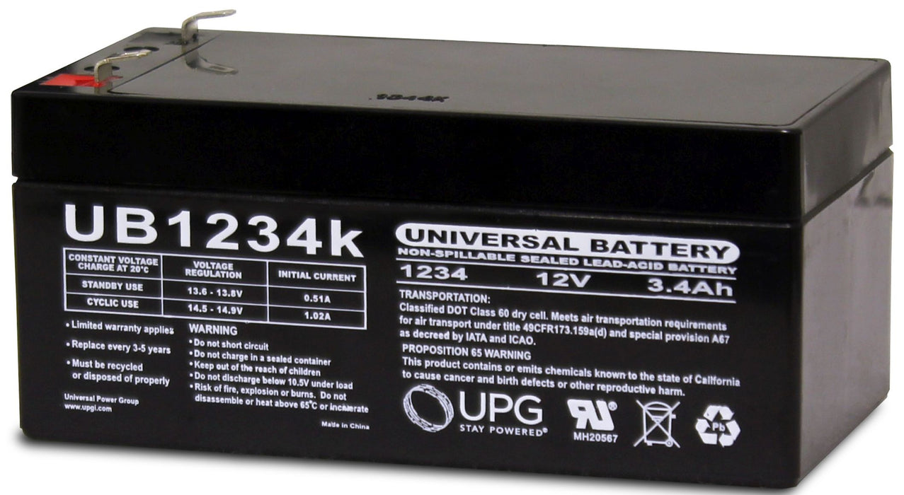 UPG 12V 3.4Ah Sealed Lead Acid - AGM - VRLA Battery - F1